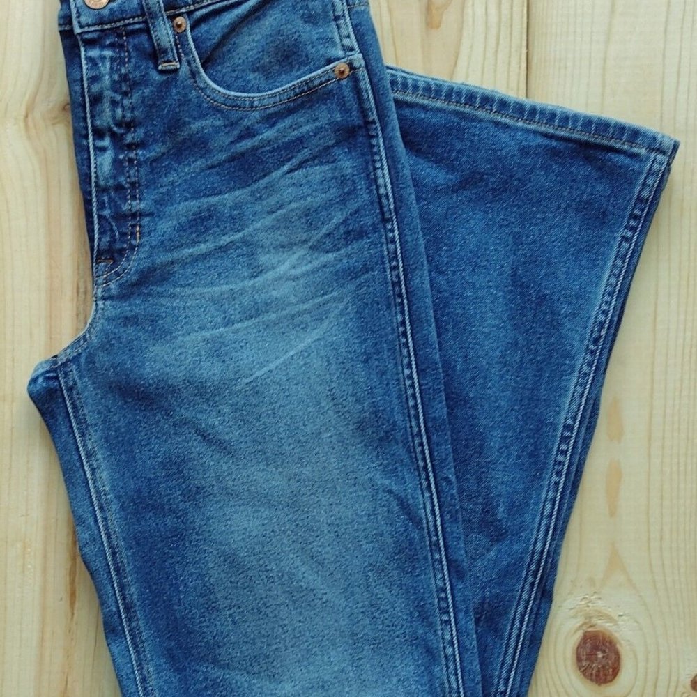 NWT POSH J CREW AV764 HIGH RISE FLARE WOMENS BLUE JEANS SZ 27 NEW